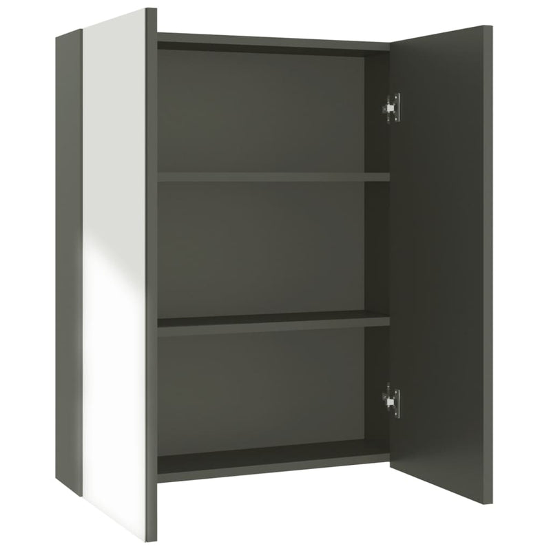 Badkamerkast met spiegel 60x15x75 cm MDF grijs MeubelReus