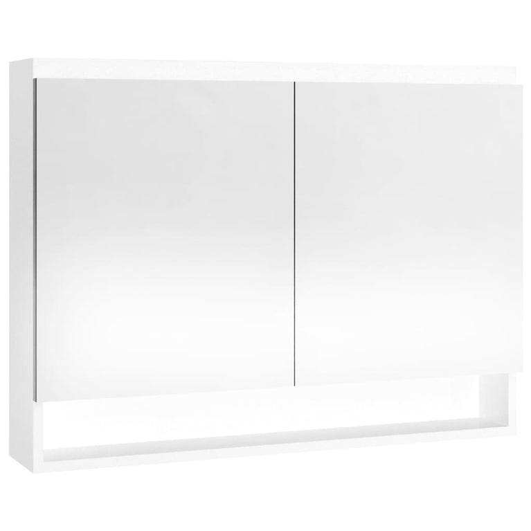 Badkamerkast met spiegel 80x15x60 cm MDF glanzend wit MeubelReus