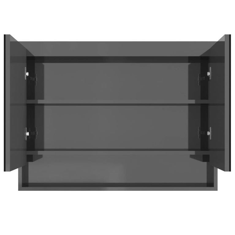 Badkamerkast met spiegel 80x15x60 cm MDF glanzend grijs MeubelReus