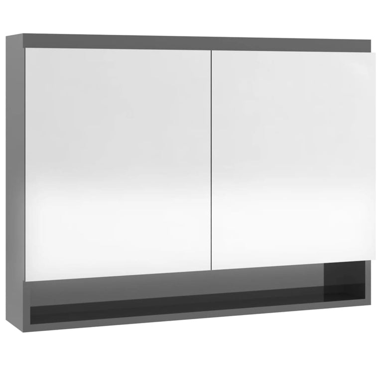 Badkamerkast met spiegel 80x15x60 cm MDF glanzend grijs MeubelReus