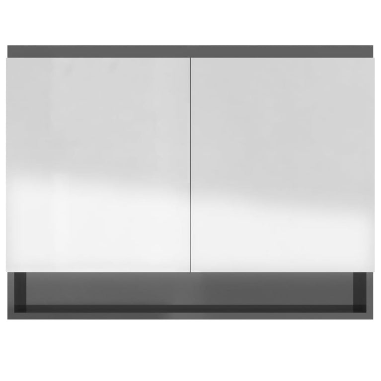 Badkamerkast met spiegel 80x15x60 cm MDF glanzend grijs MeubelReus