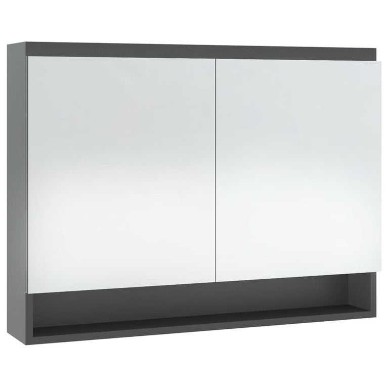 Badkamerkast met spiegel 80x15x60 cm MDF grijs MeubelReus