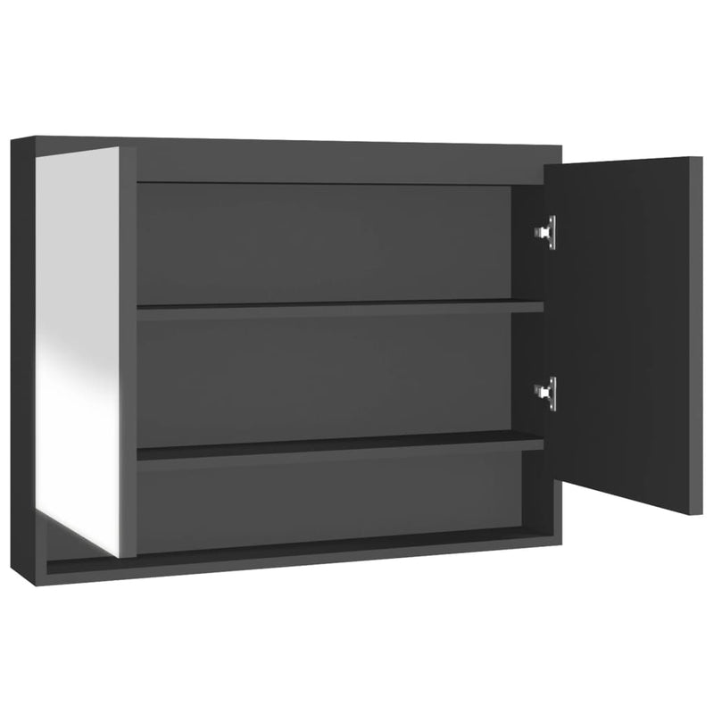Badkamerkast met spiegel 80x15x60 cm MDF antracietkleurig MeubelReus