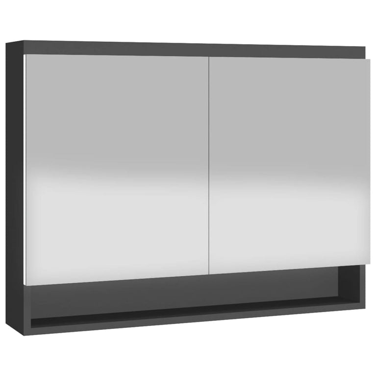 Badkamerkast met spiegel 80x15x60 cm MDF antracietkleurig MeubelReus