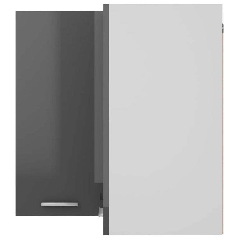 Hanghoekkast 57x57x60 cm spaanplaat hoogglans grijs MeubelReus