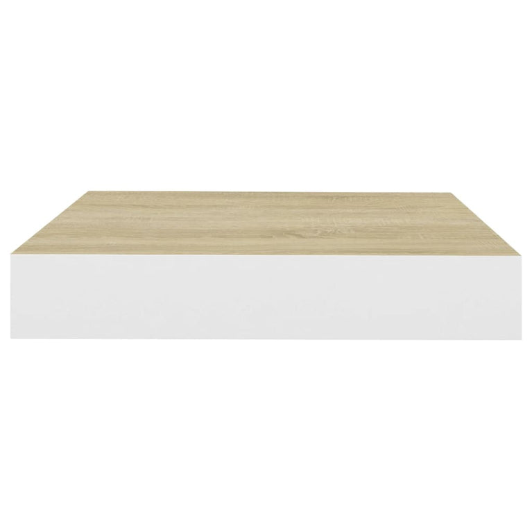 Wandschap zwevend 23x23,5x3,8 cm MDF eikenkleurig en wit MeubelReus