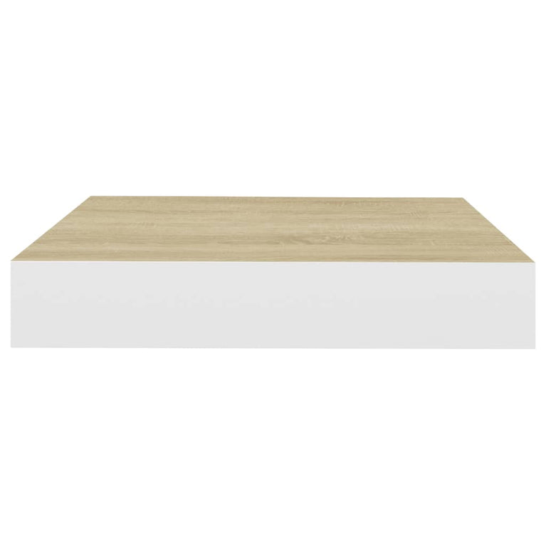Wandschappen zwevend 2 st 23x23,5x3,8 cm MDF eikenkleurig wit MeubelReus