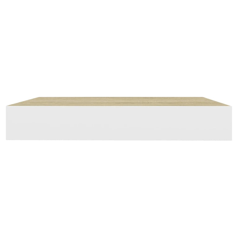Wandschappen zwevend 2 st 23x23,5x3,8 cm MDF eikenkleurig wit MeubelReus