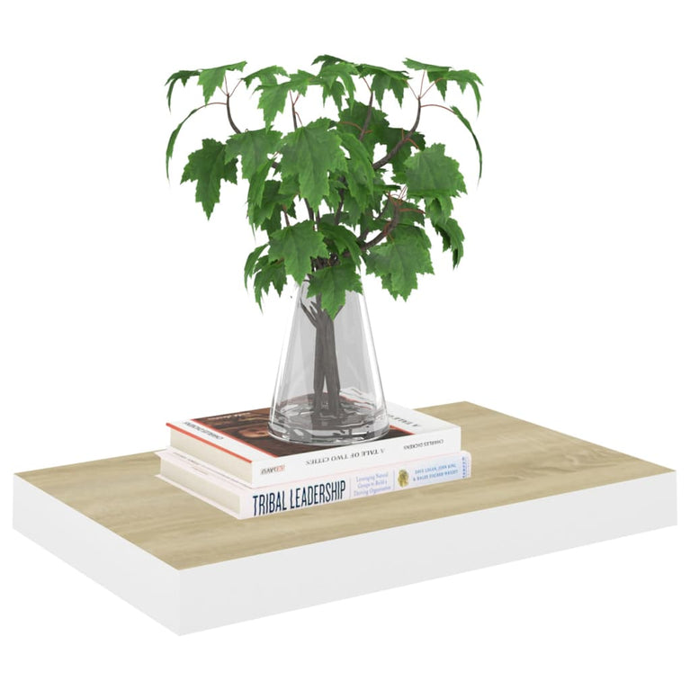 Wandschappen zwevend 4 st 40x23x3,8 cm MDF eikenkleurig en wit MeubelReus
