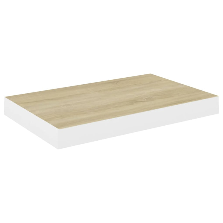 Wandschappen zwevend 4 st 40x23x3,8 cm MDF eikenkleurig en wit MeubelReus