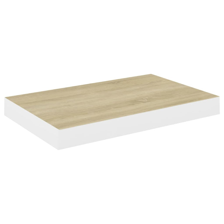 Wandschappen zwevend 4 st 50x23x3,8 cm MDF eikenkleurig en wit MeubelReus