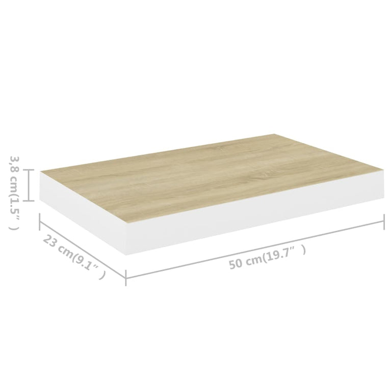 Wandschappen zwevend 4 st 50x23x3,8 cm MDF eikenkleurig en wit MeubelReus