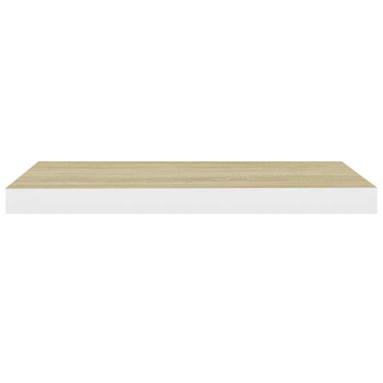 Wandschappen zwevend 2 st 60x23,5x3,8 cm MDF eikenkleurig wit MeubelReus
