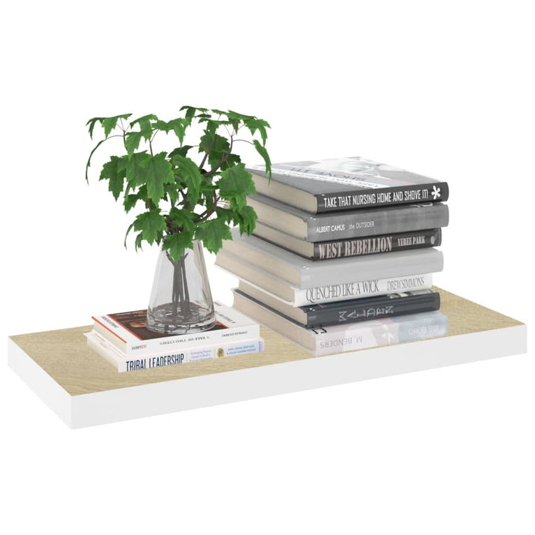Wandschappen zwevend 4 st 60x23,5x3,8 cm MDF eikenkleurig wit MeubelReus
