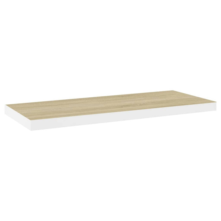 Wandschappen zwevend 2 st 80x23,5x3,8 cm MDF eikenkleurig wit MeubelReus