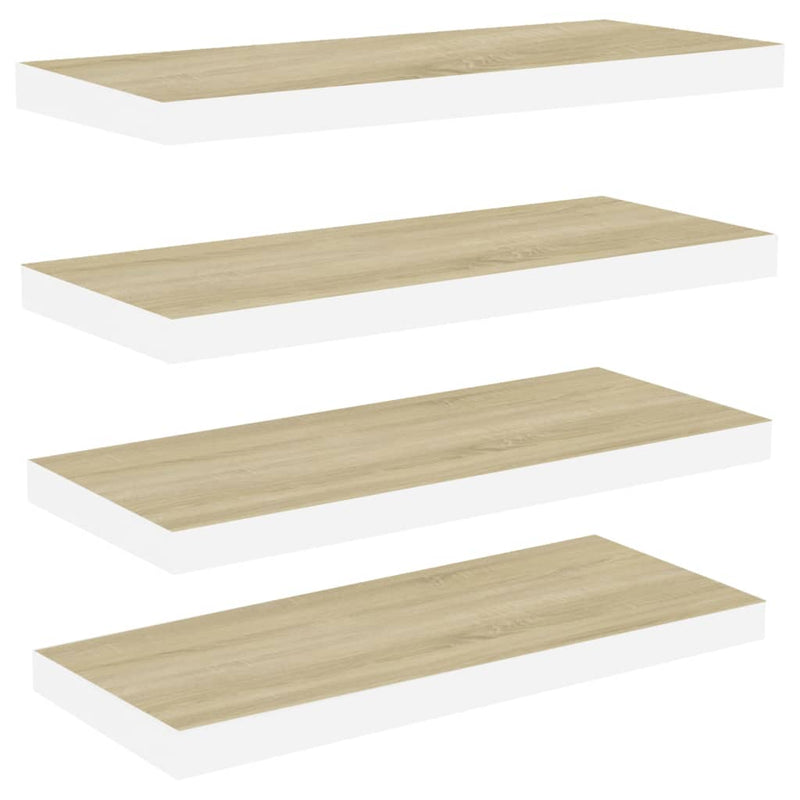 Wandschappen zwevend 4 st 80x23,5x3,8 cm MDF eikenkleurig wit MeubelReus