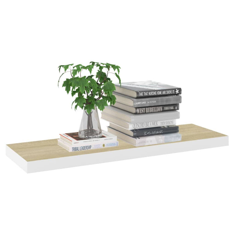 Wandschappen zwevend 4 st 80x23,5x3,8 cm MDF eikenkleurig wit MeubelReus