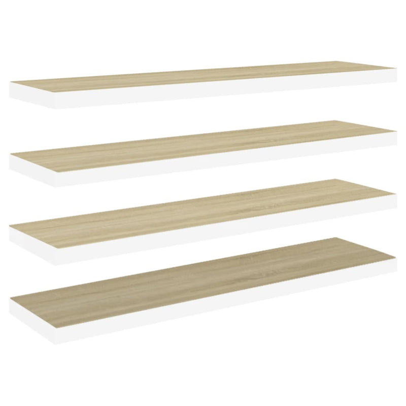 Wandschappen zwevend 4 st 90x23,5x3,8 cm MDF eikenkleurig wit MeubelReus