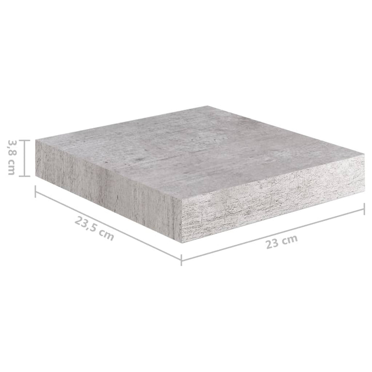 Wandschap zwevend 23x23,5x3,8 cm MDF betongrijs MeubelReus