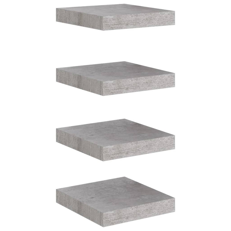 Wandschappen 4 st zwevend 23x23,5x3,8 cm MDF betongrijs MeubelReus
