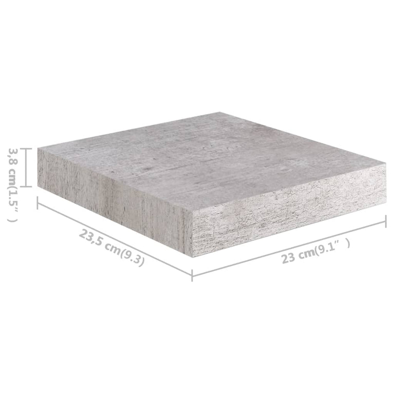 Wandschappen 4 st zwevend 23x23,5x3,8 cm MDF betongrijs MeubelReus