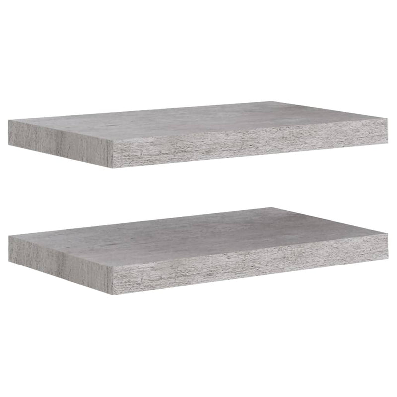 Wandschappen zwevend 2 st 50x23x3,8 cm MDF betongrijs MeubelReus