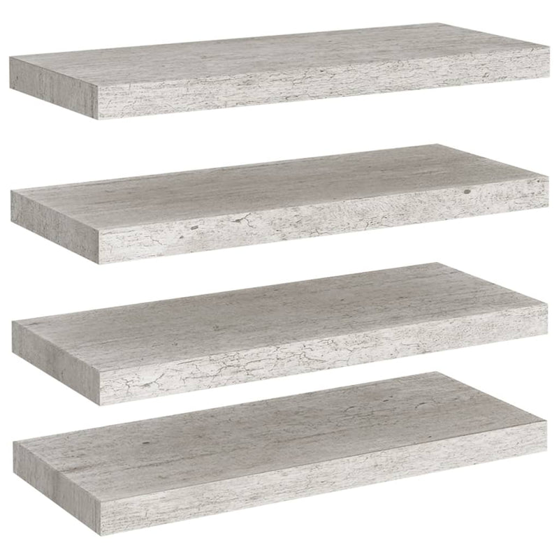 Wandschappen zwevend 4 st 60x23,5x3,8 cm MDF betongrijs MeubelReus