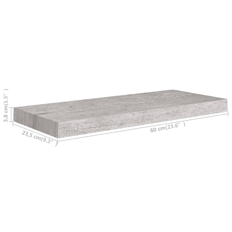 Wandschappen zwevend 4 st 60x23,5x3,8 cm MDF betongrijs MeubelReus