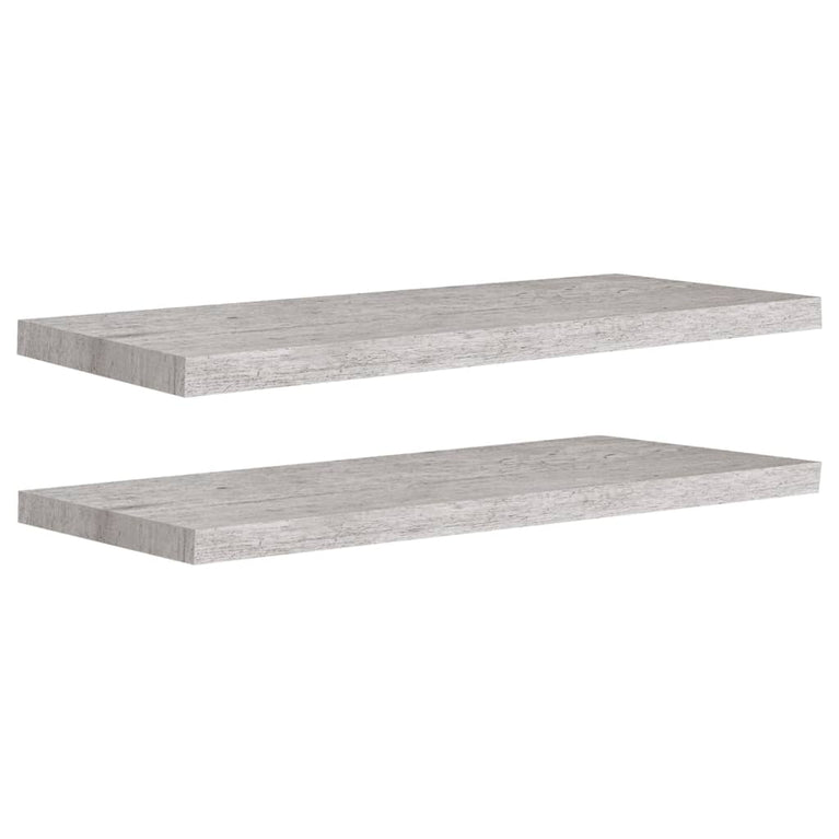 Wandschappen zwevend 2 st 80x23,5x3,8 cm MDF betongrijs MeubelReus