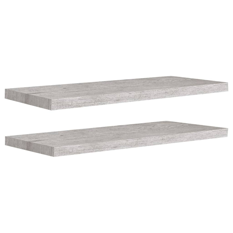 Wandschappen zwevend 2 st 80x23,5x3,8 cm MDF betongrijs MeubelReus