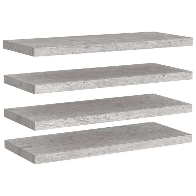 Wandschappen zwevend 4 st 80x23,5x3,8 cm MDF betongrijs MeubelReus