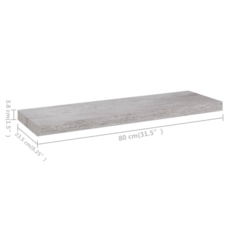 Wandschappen zwevend 4 st 80x23,5x3,8 cm MDF betongrijs MeubelReus