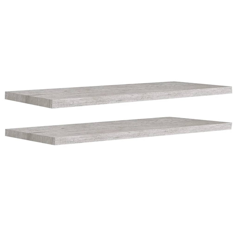Wandschappen zwevend 2 st 90x23,5x3,8 cm MDF betongrijs MeubelReus