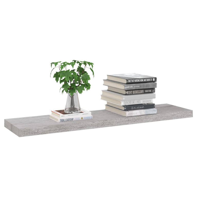 Wandschappen zwevend 2 st 90x23,5x3,8 cm MDF betongrijs MeubelReus