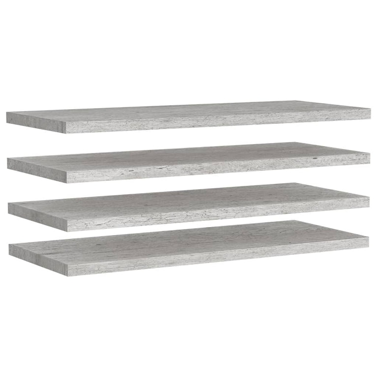 Wandschappen zwevend 4 st 90x23,5x3,8 cm MDF betongrijs MeubelReus