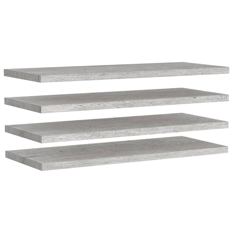 Wandschappen zwevend 4 st 90x23,5x3,8 cm MDF betongrijs MeubelReus