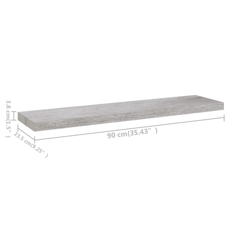 Wandschappen zwevend 4 st 90x23,5x3,8 cm MDF betongrijs MeubelReus