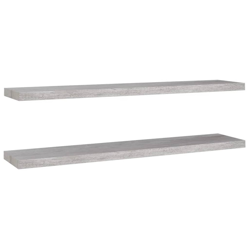Wandschappen zwevend 2 st 120x23,5x3,8 cm MDF betongrijs MeubelReus