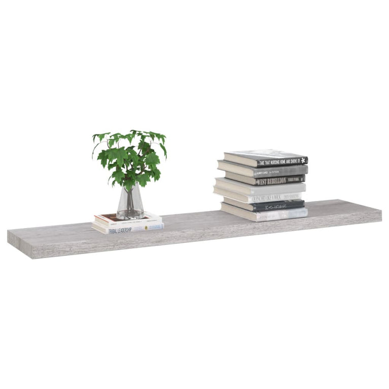 Wandschappen zwevend 2 st 120x23,5x3,8 cm MDF betongrijs MeubelReus