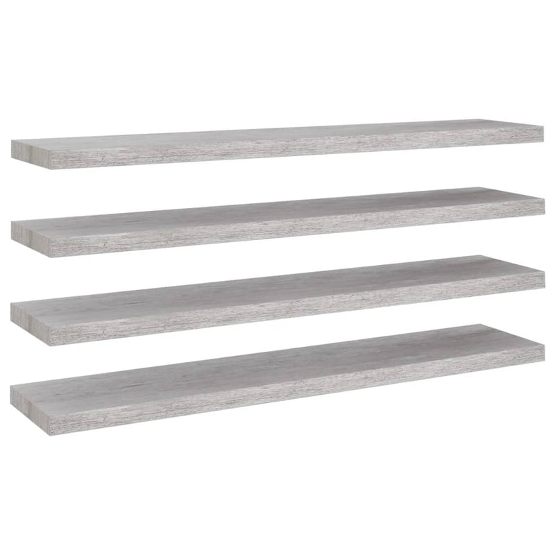 Wandschappen zwevend 4 st 120x23,5x3,8 cm MDF betongrijs MeubelReus