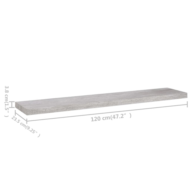 Wandschappen zwevend 4 st 120x23,5x3,8 cm MDF betongrijs MeubelReus