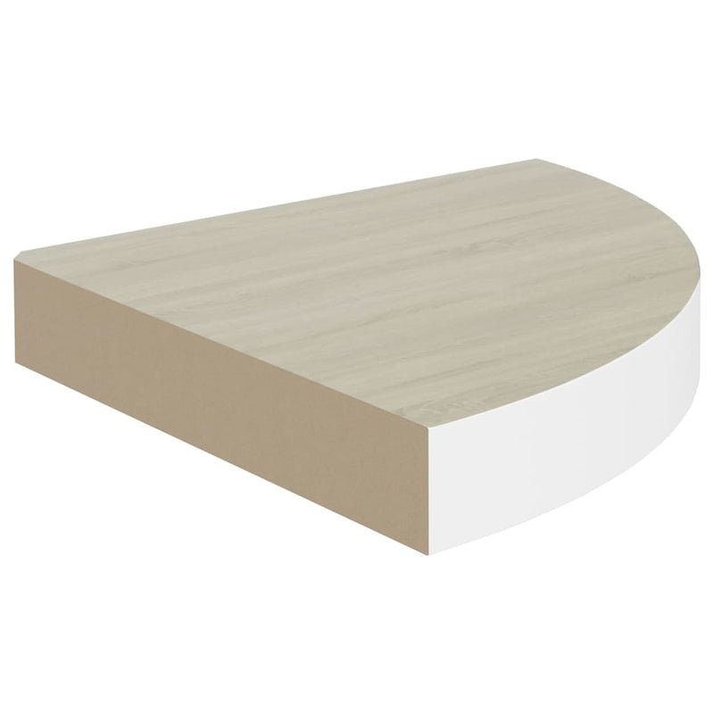 Hoekwandschap 25x25x3,8 cm MDF eikenkleurig en wit MeubelReus