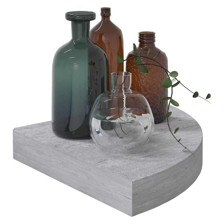 Hoekwandschap 25x25x3,8 cm MDF betongrijs MeubelReus