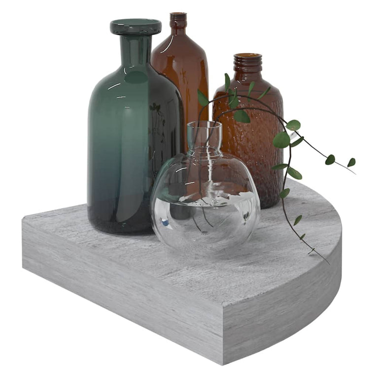 Hoekwandschappen 2 st 25x25x3,8 cm MDF betongrijs MeubelReus