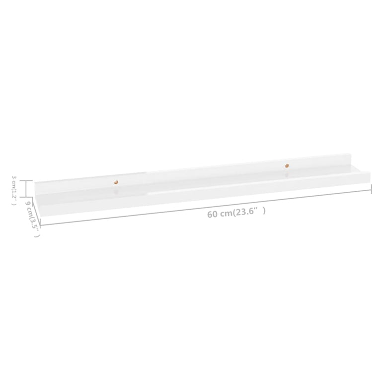 Wandschappen 2 st 60x9x3 cm hoogglans wit MeubelReus