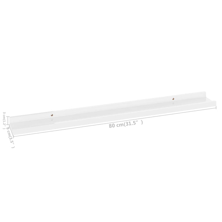 Wandschappen 2 st 80x9x3 cm hoogglans wit MeubelReus
