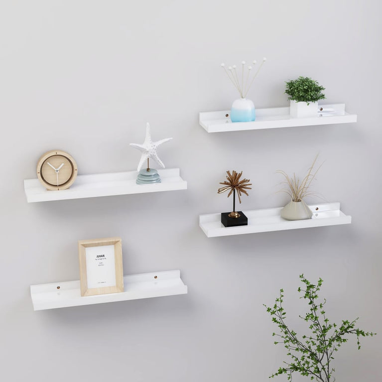 Wandschappen 4 st 40x9x3 cm hoogglans wit MeubelReus