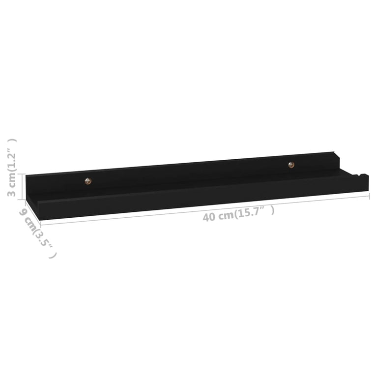 Wandschappen 4 st 40x9x3 cm zwart MeubelReus