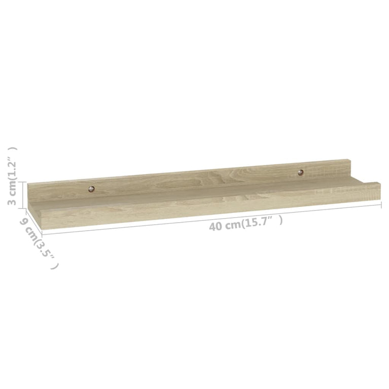 Wandschappen 2 st 40x9x3 cm sonoma eikenkleurig