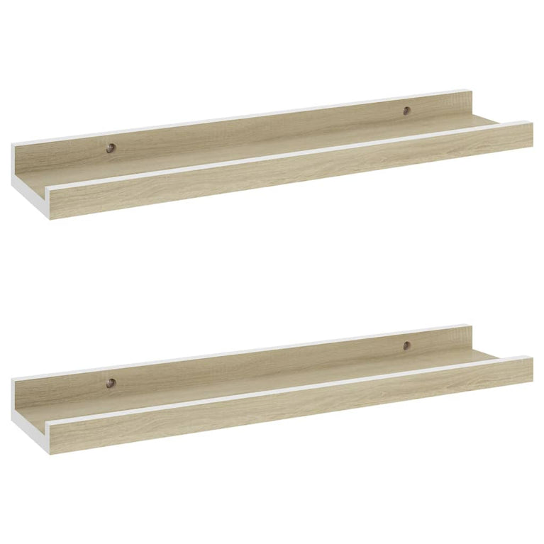 Wandschappen 2 st 40x9x3 cm wit sonoma eikenkleurig MeubelReus